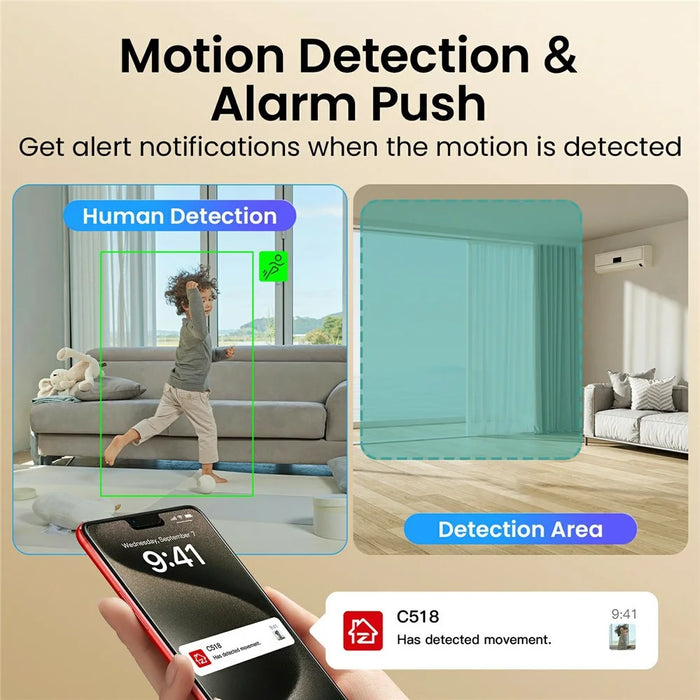 ZOSI C518 1080P Security Camera 2MP Indoor WiFi Pan Tilt AI Human Detection Auto Tracking Night Vision Two-Way Audio Safety Camera - White  /  EU Plug - 3
