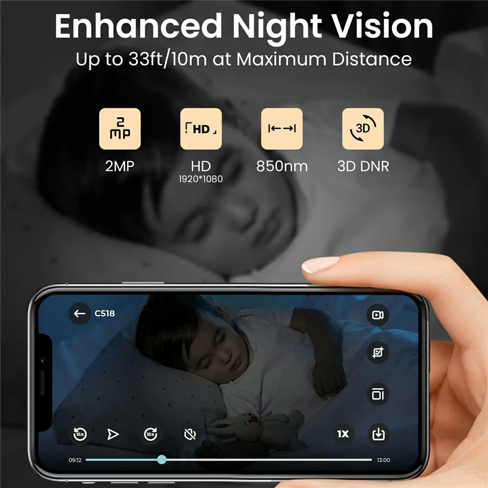 ZOSI C518 1080P Security Camera 2MP Indoor WiFi Pan Tilt AI Human Detection Auto Tracking Night Vision Two-Way Audio Safety Camera - White  /  EU Plug - 5