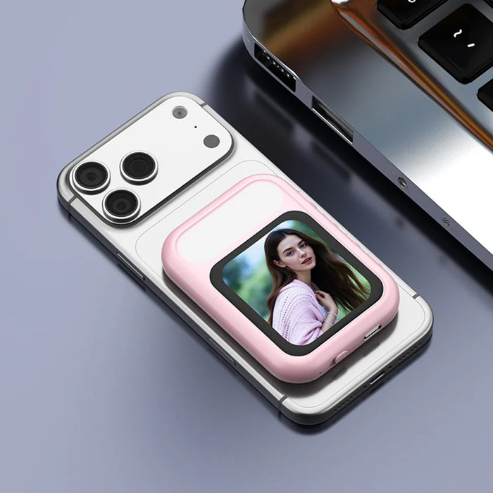 T7 Magnetic Selfie Screen Wireless Phone Rear Camera Display Mirror for Live Streaming - White - 2