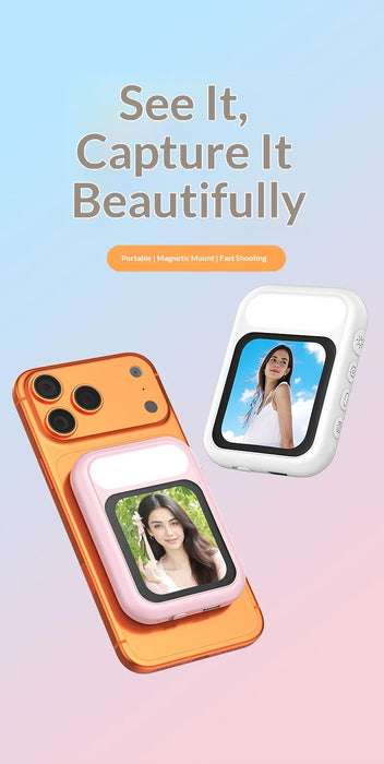 T7 Magnetic Selfie Screen Wireless Phone Rear Camera Display Mirror for Live Streaming - White - 3