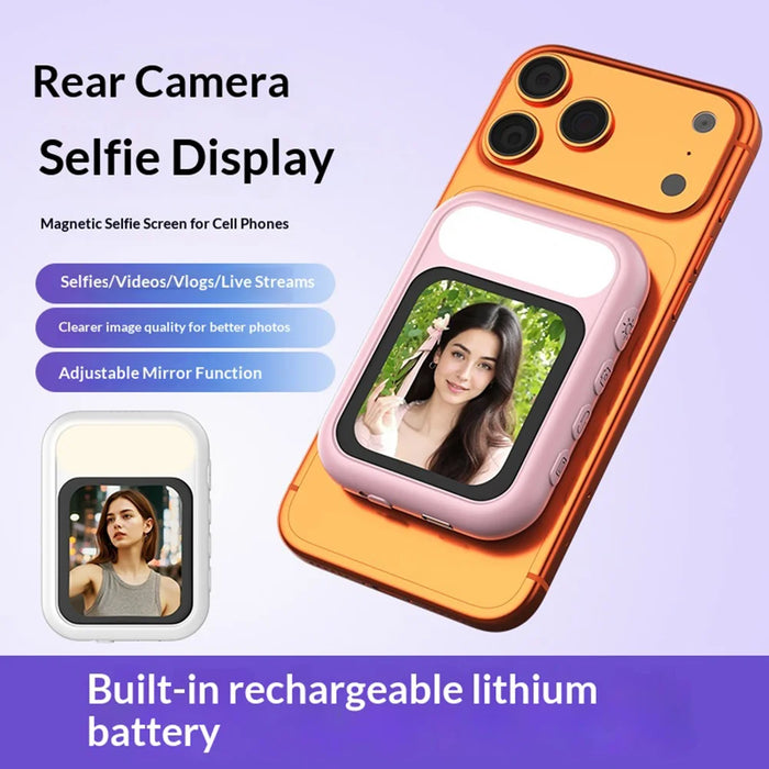 T7 Magnetic Selfie Screen Wireless Phone Rear Camera Display Mirror for Live Streaming - White - 4