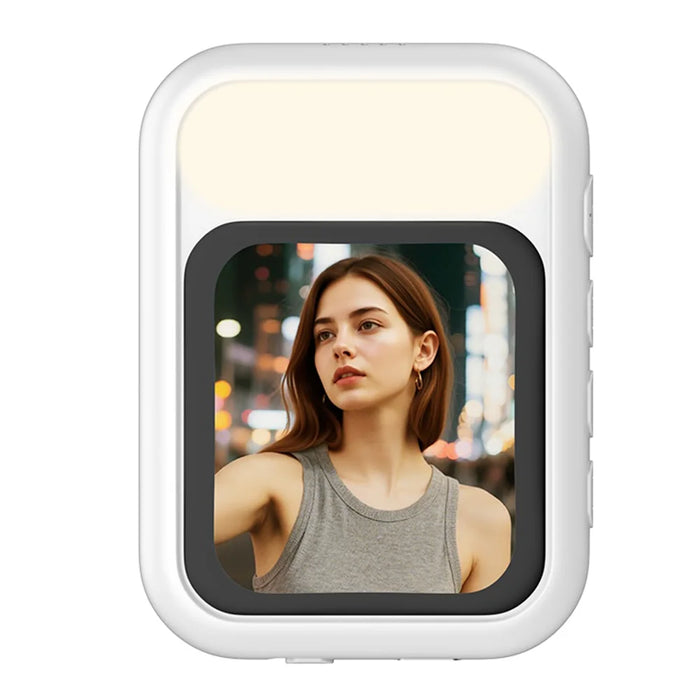 T7 Type-C Wired Magnetic Selfie Screen Mirror 2.01 Inch Display with Fill Light for Vlog Live Streaming - White - 2
