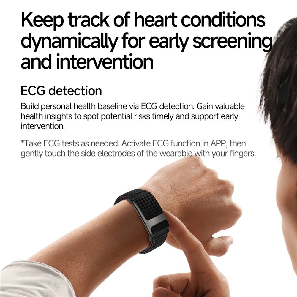 TK35 Pro Screenless Smart Band ECG Heart Rate SpO2 Body Temp Health Tracker IP68 Waterproof - Black - 4