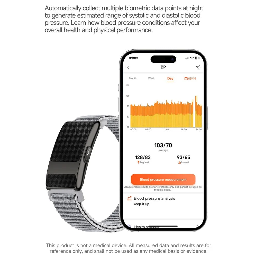 TK35 Pro Screenless Smart Band ECG Heart Rate SpO2 Body Temp Health Tracker IP68 Waterproof - Black - 5