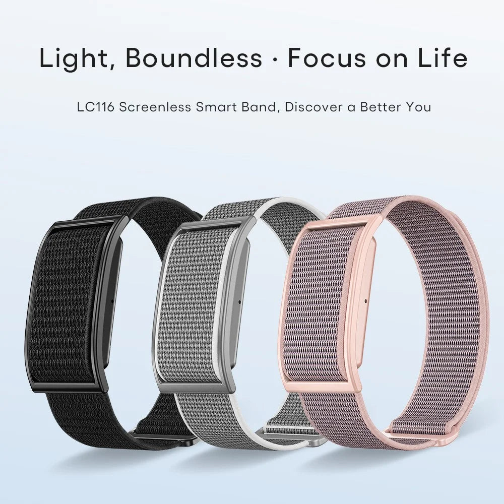 LC116 Screenless Smart Wristband Fitness Tracker Heart Rate Blood Oxygen Sleep Monitor Bluetooth-Compatible 1ATM Waterproof - Pink - 6