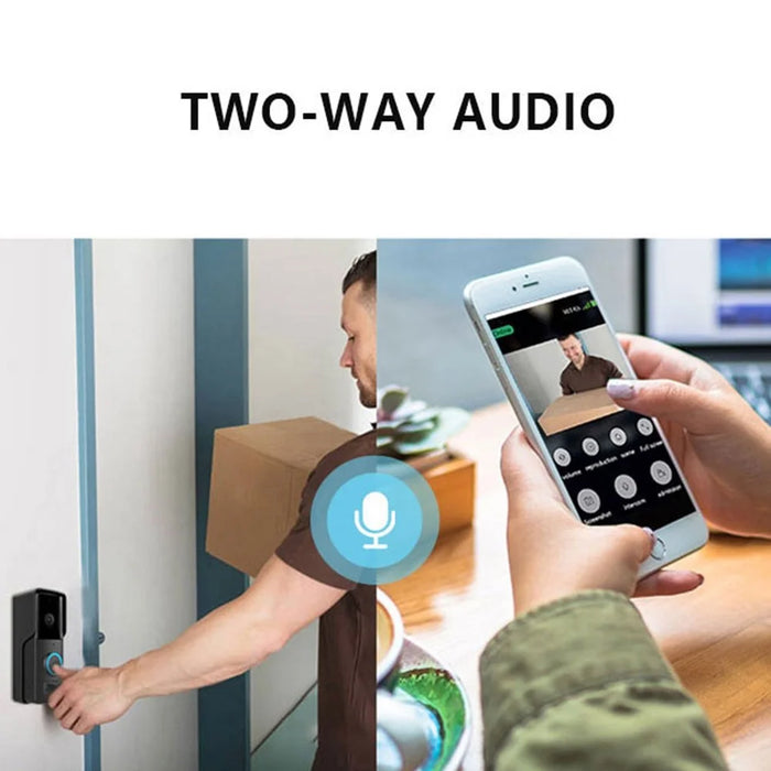 WF005-708BD Wireless Doorbell Camera 2.4G WiFi Door Bell with Motion Detector, Night Vision, 2-Way Audio, 128G TF Card Storage - Black - 6