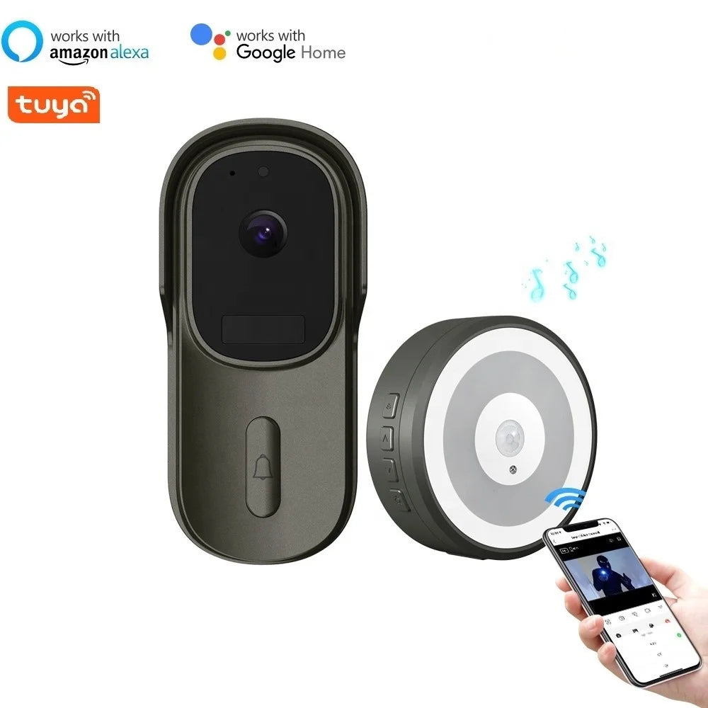 WF001-708AD Smart Doorbell Camera Two-way Audio Call Door Bell Night Vision Pet Monitor Camera for Home Security - Grey - 6