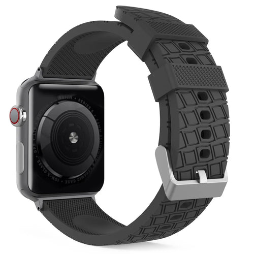 AHASTYLE WA03 For Apple Watch Ultra 3 2 1 49mm / Series 11 10 46mm / 9 8 7 45mm / SE3 SE2 SE 6 5 4 44mm / 3 2 1 42mm Silicone Watch Strap - Black - 1
