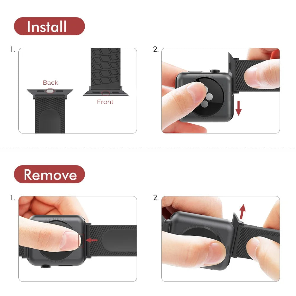 AHASTYLE WA03 For Apple Watch Ultra 3 2 1 49mm / Series 11 10 46mm / 9 8 7 45mm / SE3 SE2 SE 6 5 4 44mm / 3 2 1 42mm Silicone Watch Strap - Black - 4