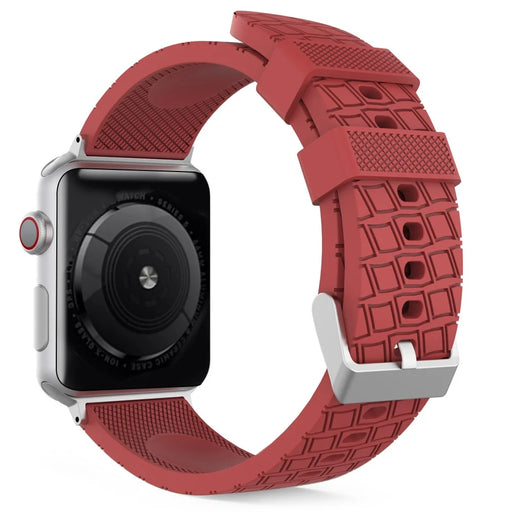 AHASTYLE WA03 Watch Strap for Apple Watch Series 11 10 42mm / 9 8 7 41mm / SE3 SE2 SE 6 5 4 40mm / 3 2 1 38mm Textured Silicone Band - Red - 1