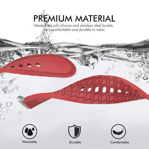 AHASTYLE WA03 Watch Strap for Apple Watch Series 11 10 42mm / 9 8 7 41mm / SE3 SE2 SE 6 5 4 40mm / 3 2 1 38mm Textured Silicone Band - Red - 2
