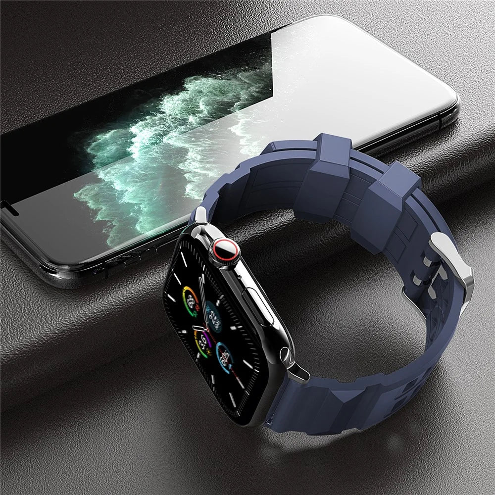 AHASTYLE WA12 Watch Strap for Apple Watch Ultra 3 2 1 49mm / Series 11 10 46mm / 9 8 7 45mm / SE3 SE2 SE 6 5 4 44mm / 3 2 1 42mm Silicone Watchband - Blue - 6