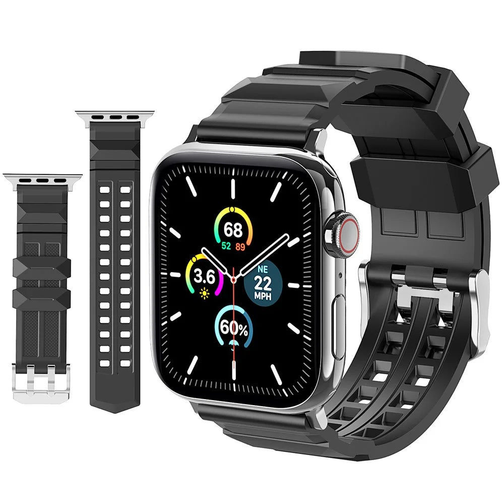 AHASTYLE WA12 Silicone Band for Apple Watch Series 11 10 42mm / 9 8 7 41mm / SE3 SE2 SE 6 5 4 40mm / 3 2 1 38mm Adjustable Watch Strap - Black - 2