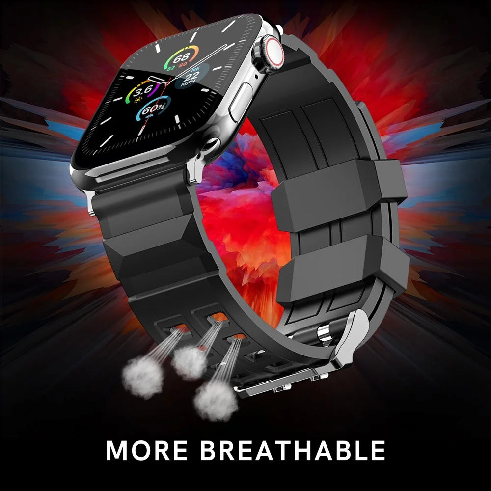 AHASTYLE WA12 Silicone Band for Apple Watch Series 11 10 42mm / 9 8 7 41mm / SE3 SE2 SE 6 5 4 40mm / 3 2 1 38mm Adjustable Watch Strap - Black - 3