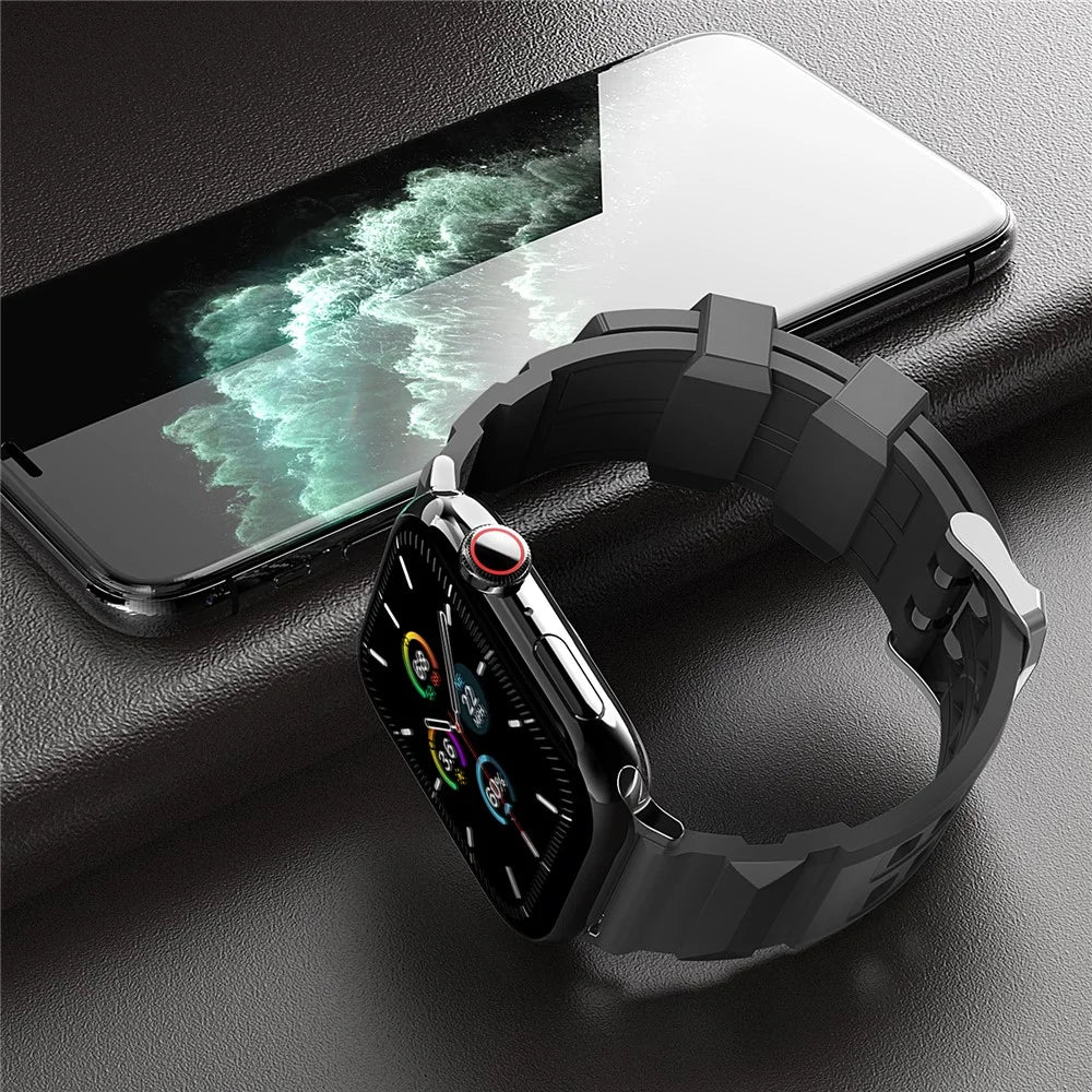 AHASTYLE WA12 Silicone Band for Apple Watch Series 11 10 42mm / 9 8 7 41mm / SE3 SE2 SE 6 5 4 40mm / 3 2 1 38mm Adjustable Watch Strap - Black - 4