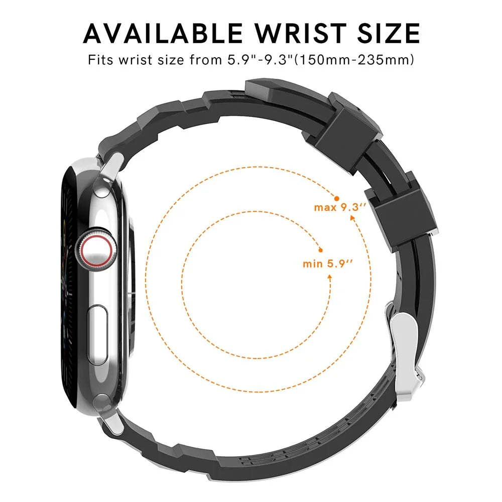 AHASTYLE WA12 Silicone Band for Apple Watch Series 11 10 42mm / 9 8 7 41mm / SE3 SE2 SE 6 5 4 40mm / 3 2 1 38mm Adjustable Watch Strap - Black - 7