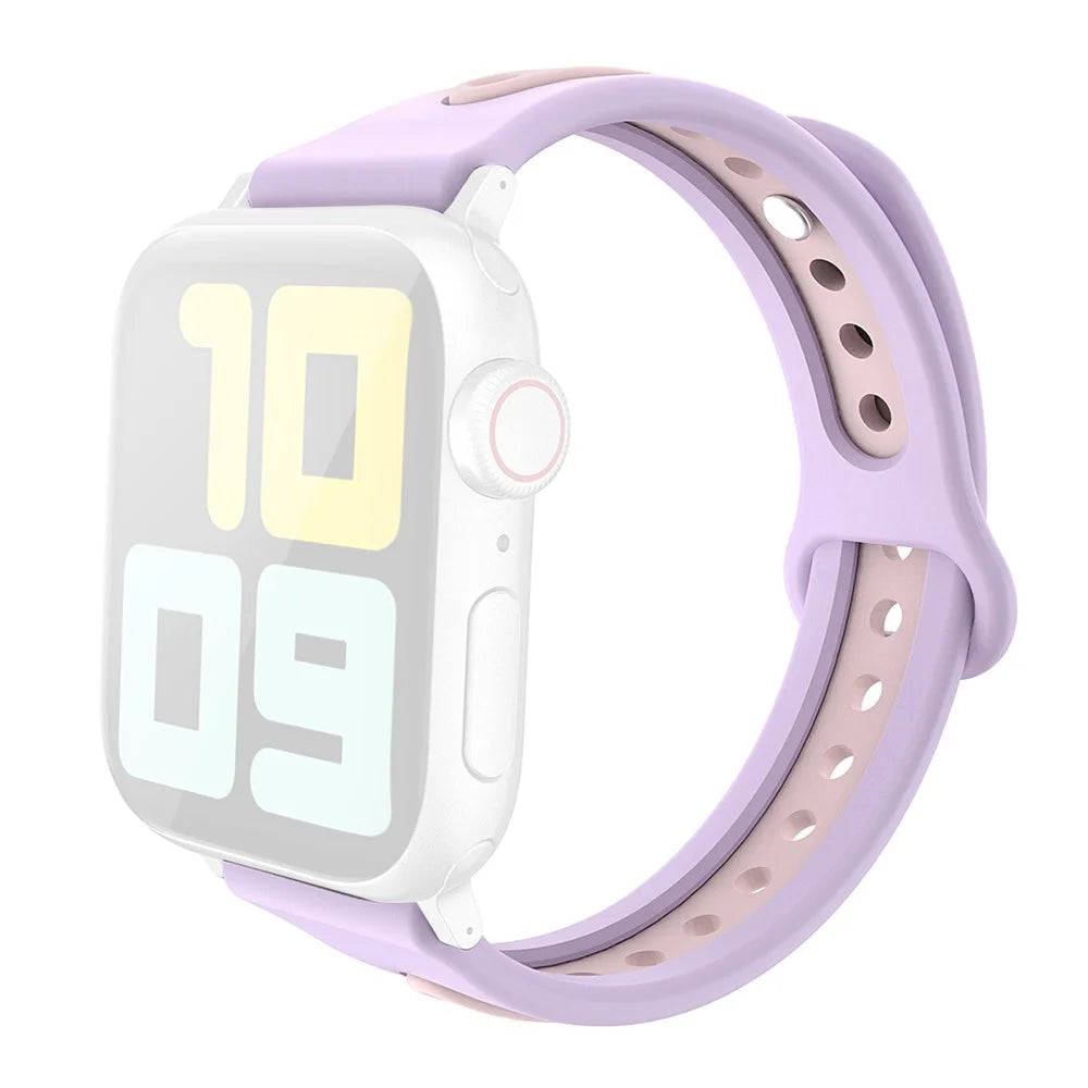 AHASTYLE WA13 Watch Band for Apple Watch Series 11 10 42mm / 9 8 7 41mm / SE3 SE2 SE 6 5 4 40mm / 3 2 1 38mm Silicone Strap Dual Color - Purple - 1