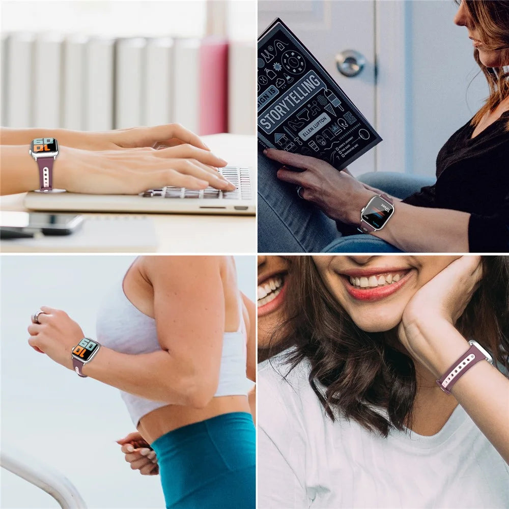 AHASTYLE WA13 Watch Band for Apple Watch Series 11 10 42mm / 9 8 7 41mm / SE3 SE2 SE 6 5 4 40mm / 3 2 1 38mm Silicone Strap Dual Color - Purple - 3