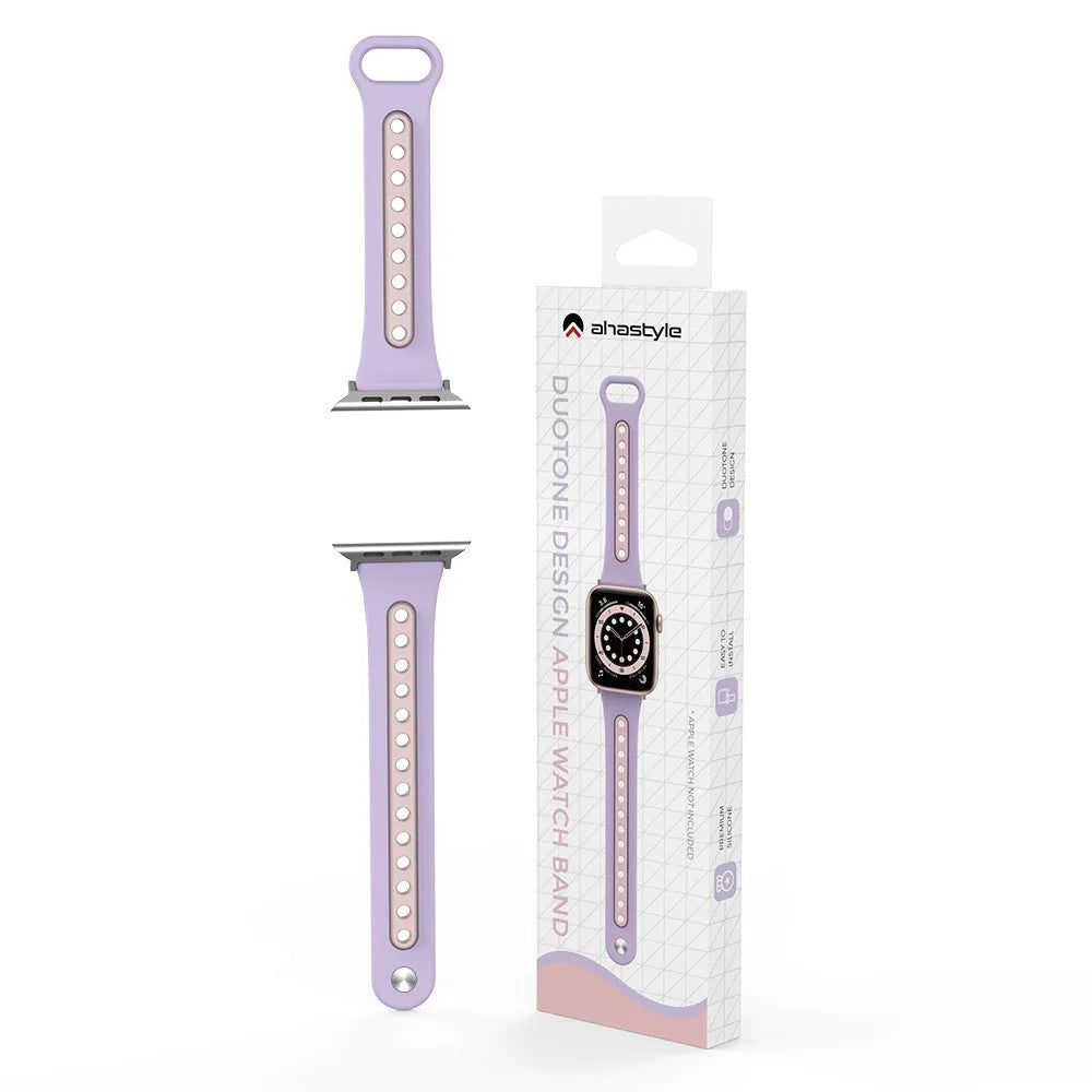 AHASTYLE WA13 Watch Band for Apple Watch Series 11 10 42mm / 9 8 7 41mm / SE3 SE2 SE 6 5 4 40mm / 3 2 1 38mm Silicone Strap Dual Color - Purple - 7