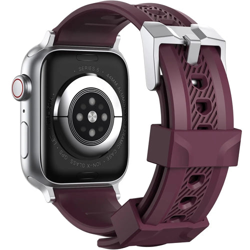 AHASTYLE WA10 Watch Band for Apple Watch Series 11 10 42mm / 9 8 7 41mm / SE3 SE2 SE 6 5 4 40mm / 3 2 1 38mm Watch Band Textured Silicone Strap - Wine Red - 1