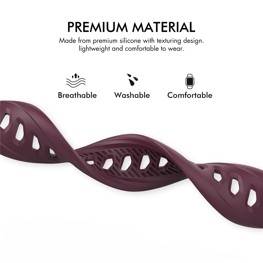 AHASTYLE WA10 Watch Band for Apple Watch Series 11 10 42mm / 9 8 7 41mm / SE3 SE2 SE 6 5 4 40mm / 3 2 1 38mm Watch Band Textured Silicone Strap - Wine Red - 3