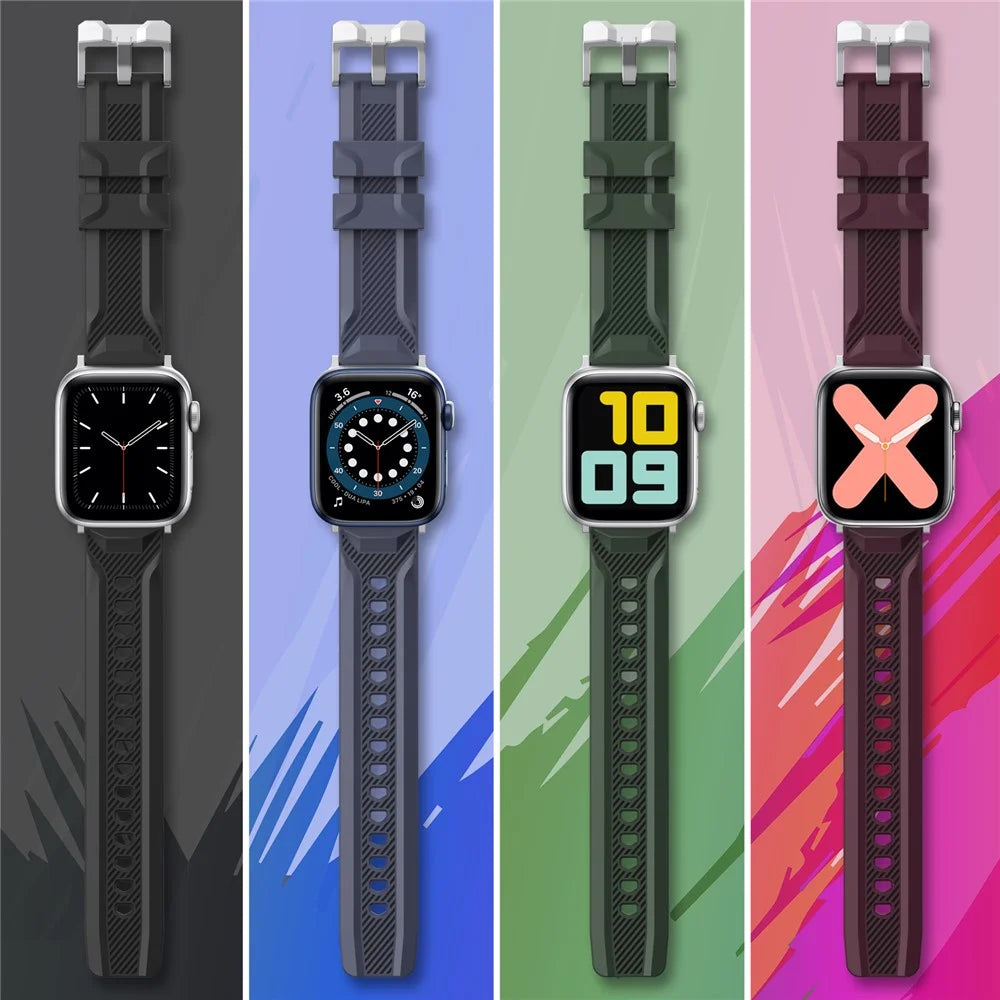AHASTYLE WA10 Watch Band for Apple Watch Series 11 10 42mm / 9 8 7 41mm / SE3 SE2 SE 6 5 4 40mm / 3 2 1 38mm Watch Band Textured Silicone Strap - Wine Red - 7