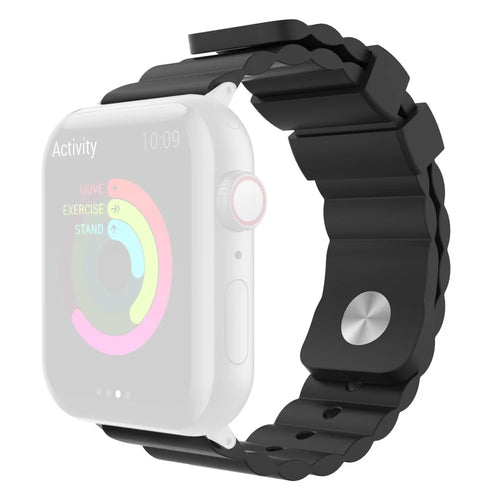 AHASTYLE WA02 Watch Band for Apple Watch Series 11 10 42mm / 9 8 7 41mm / SE3 SE2 SE 6 5 4 40mm / 3 2 1 38mm Silicone Replacement Straps - Black - 1