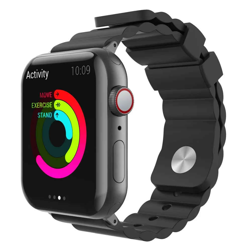 AHASTYLE WA02 Watch Band for Apple Watch Series 11 10 42mm / 9 8 7 41mm / SE3 SE2 SE 6 5 4 40mm / 3 2 1 38mm Silicone Replacement Straps - Black - 2