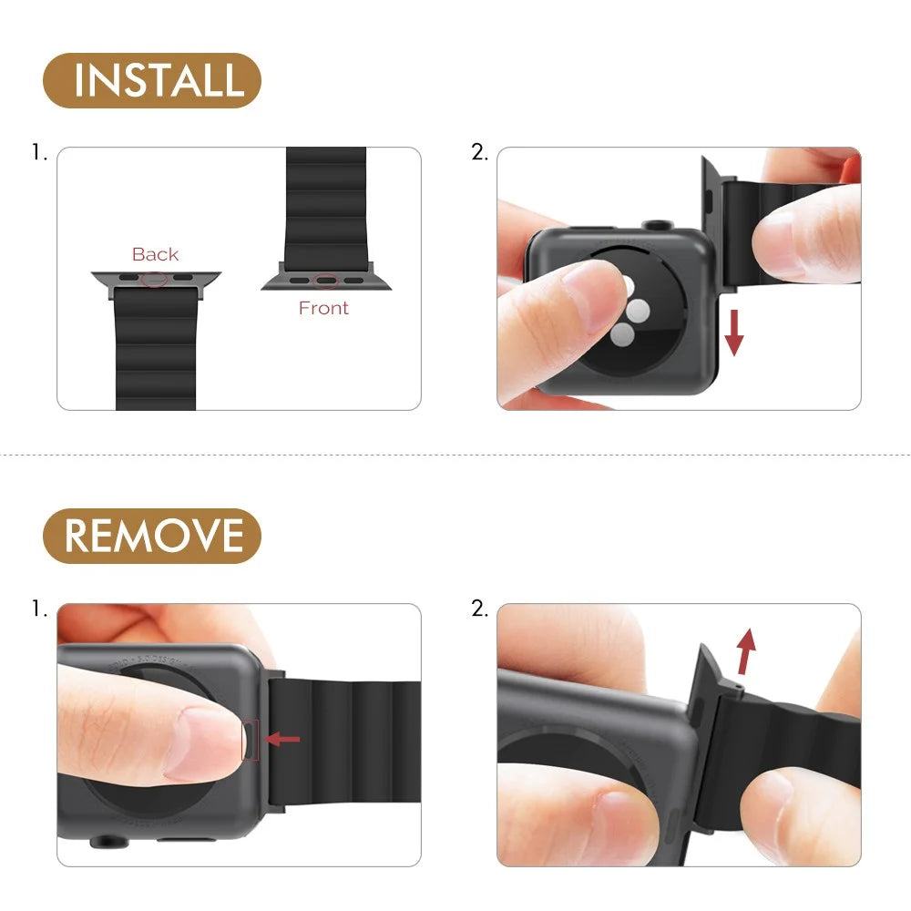 AHASTYLE WA02 Watch Band for Apple Watch Series 11 10 42mm / 9 8 7 41mm / SE3 SE2 SE 6 5 4 40mm / 3 2 1 38mm Silicone Replacement Straps - Black - 6