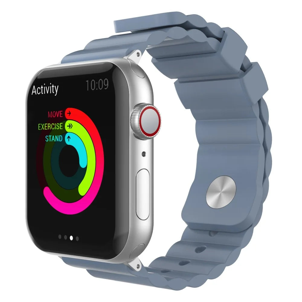 AHASTYLE WA02 Silicone Strap for Apple Watch Ultra 49mm / Series 8 7 45mm / Series 6 5 4 SE (2022) Series 44mm / SE 3 2 1 42mm Waterproof Watch Band - Grey Blue - 2
