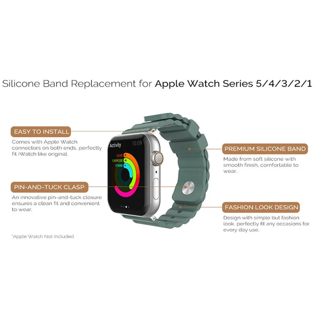AHASTYLE WA02 Silicone Strap for Apple Watch Ultra 49mm / Series 8 7 45mm / Series 6 5 4 SE (2022) Series 44mm / SE 3 2 1 42mm Waterproof Watch Band - Grey Blue - 7