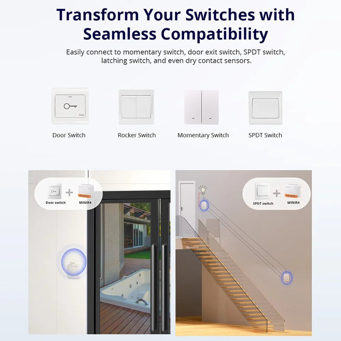 SONOFF MINIR4 WiFi Smart Switch Module Zero Fire Modified Parts Mini WiFi Voice Remote Control Home Switch - 6