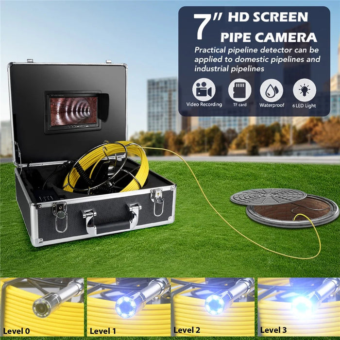 7-inch 1080P HD Pipe Inspection Industrial Endoscope Camera with 30m Cable, EU Plug - 2