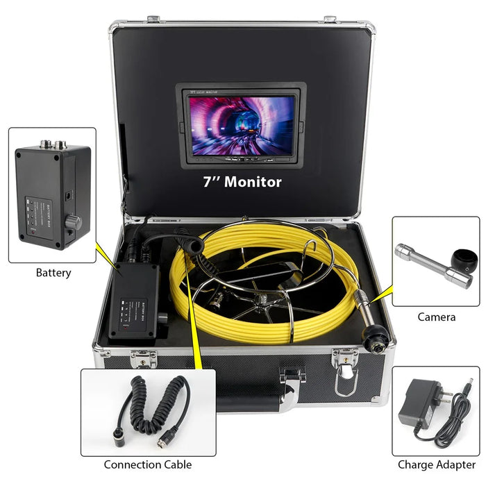 7-inch 1080P HD Pipe Inspection Industrial Endoscope Camera with 30m Cable, EU Plug - 7