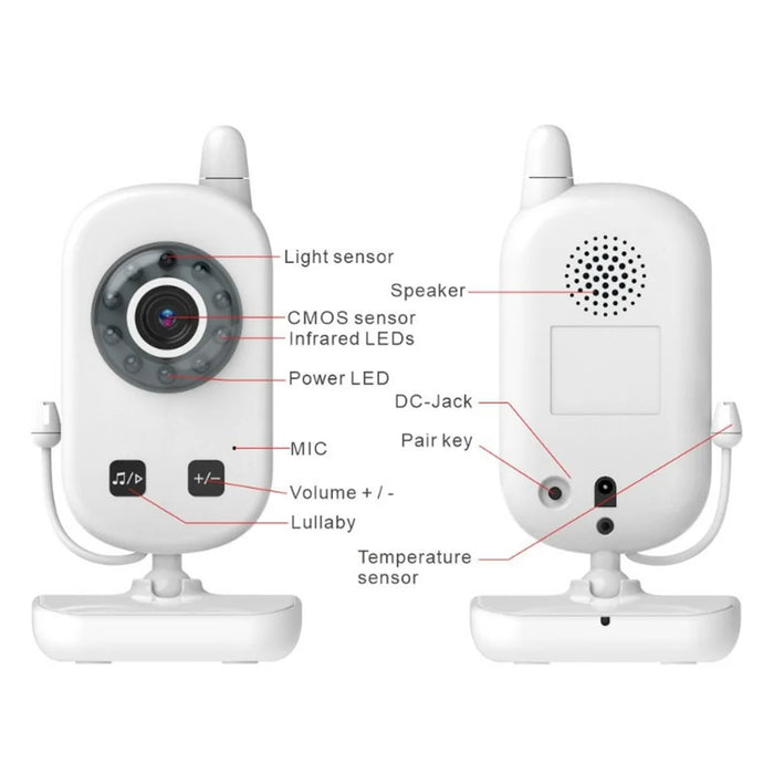 UU24 2.4-inch LCD Baby Monitor Temperature Detection 2 Way Voice Built-in Lullabies Baby Security Camera - US Plug - 4
