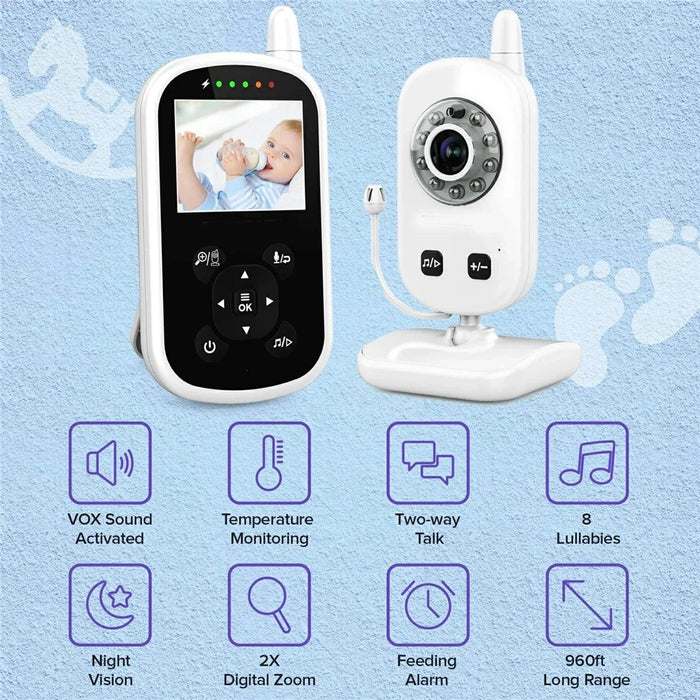 UU24 2.4-inch LCD Baby Monitor Temperature Detection 2 Way Voice Built-in Lullabies Baby Security Camera - US Plug - 6