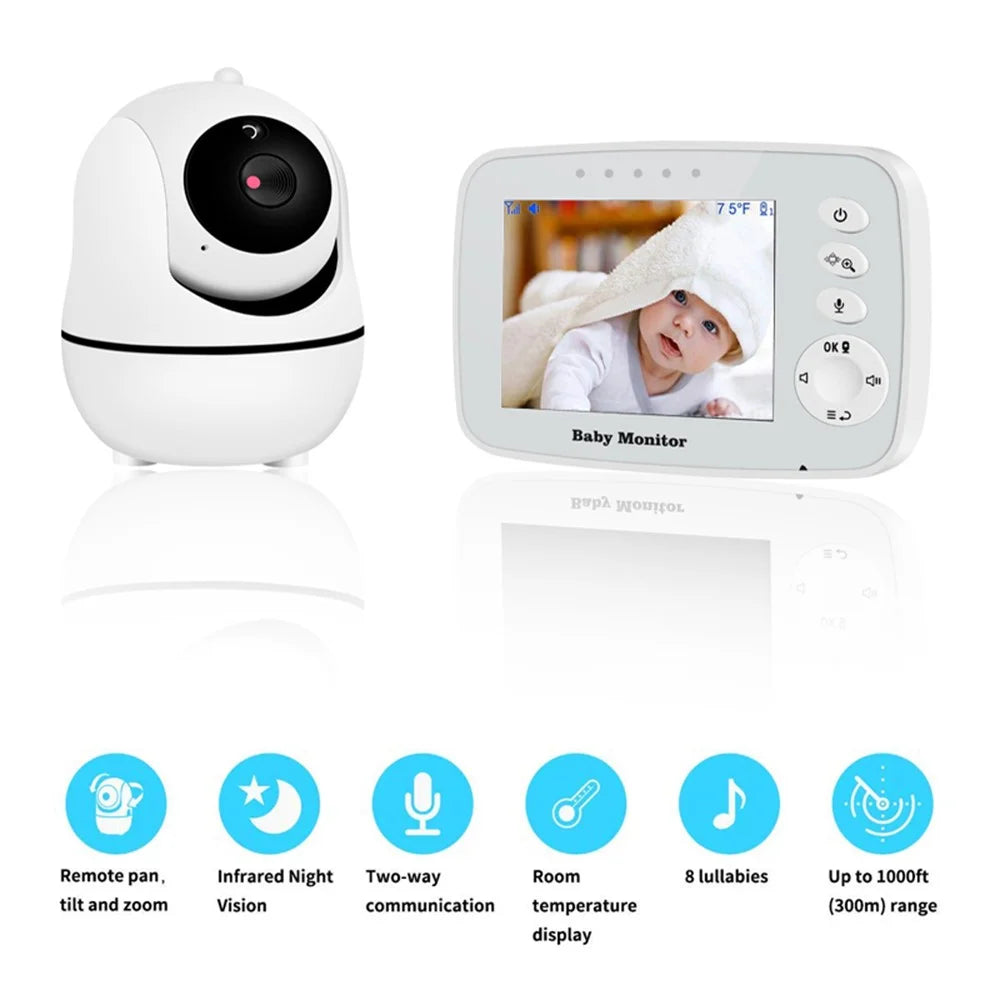 SM32PTA 3.5-inch Baby Monitor Two-Way Audio Night Vision Surveillance Camera - US Plug - 2