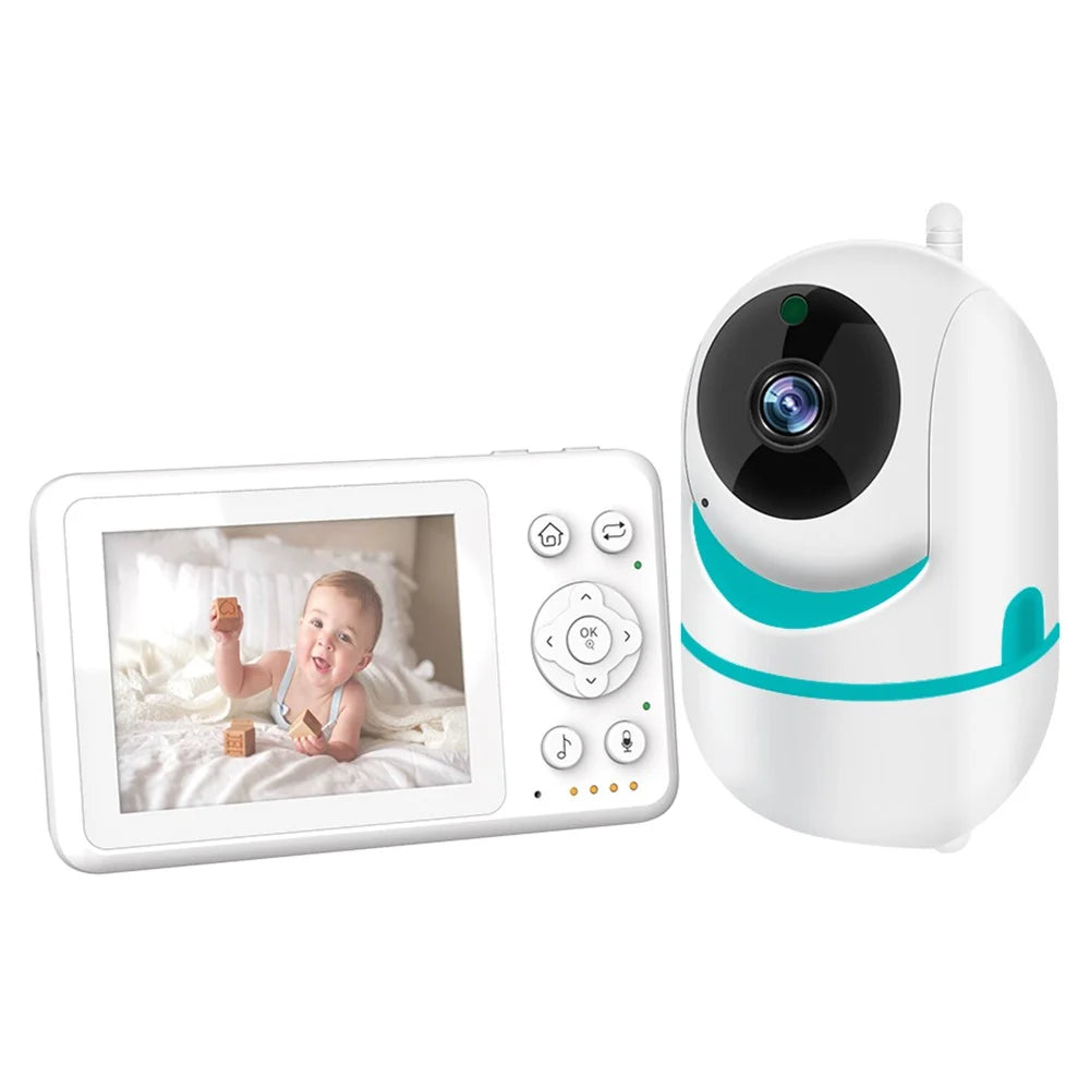 D031 3.2-inch LCD Baby Monitor 2 Way Voice Built-in Lullabies Home Baby Security Camera - Blue / EU Plug - 1