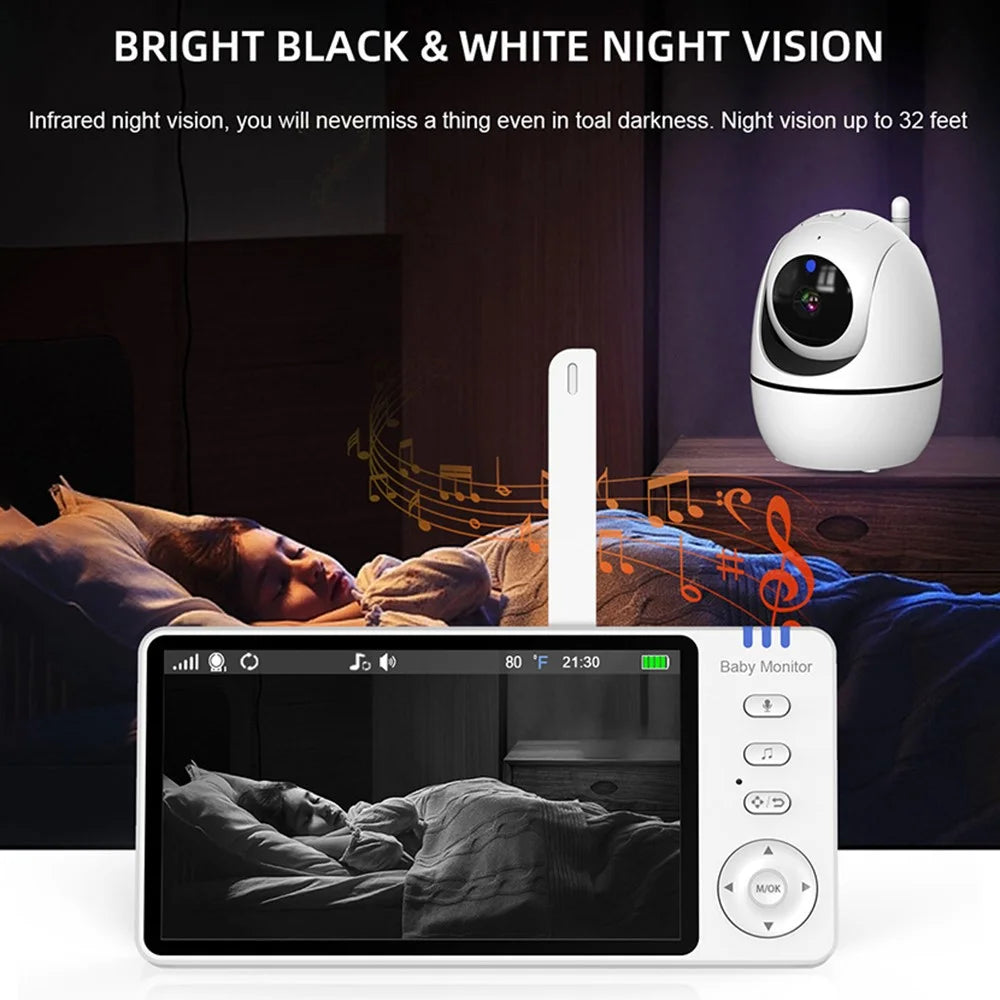ABM501 5 Inch Video Baby Monitor 2.4G Wireless Two Way Audio Night Vision Security Camera - US Plug - 5
