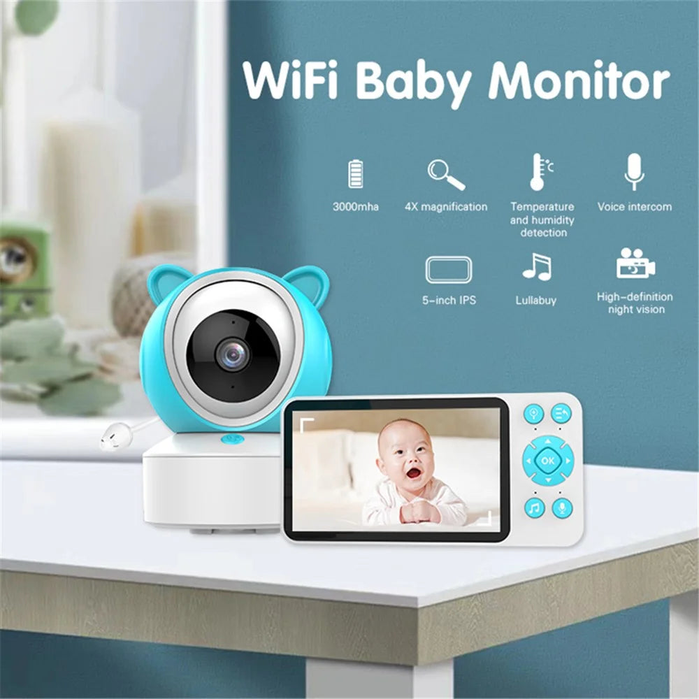 C8 5.0-inch Tuya APP Remote WiFi Camera Cry Detection Wireless Baby Monitor - US Plug - 4