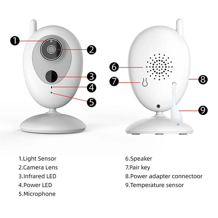 2.0-inch Night Vision Wireless Baby Monitor Room Temperature Monitor Intercom Camera - US Plug - 2