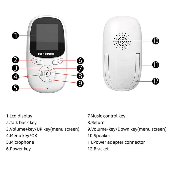 2.0-inch Night Vision Wireless Baby Monitor Room Temperature Monitor Intercom Camera - US Plug - 3