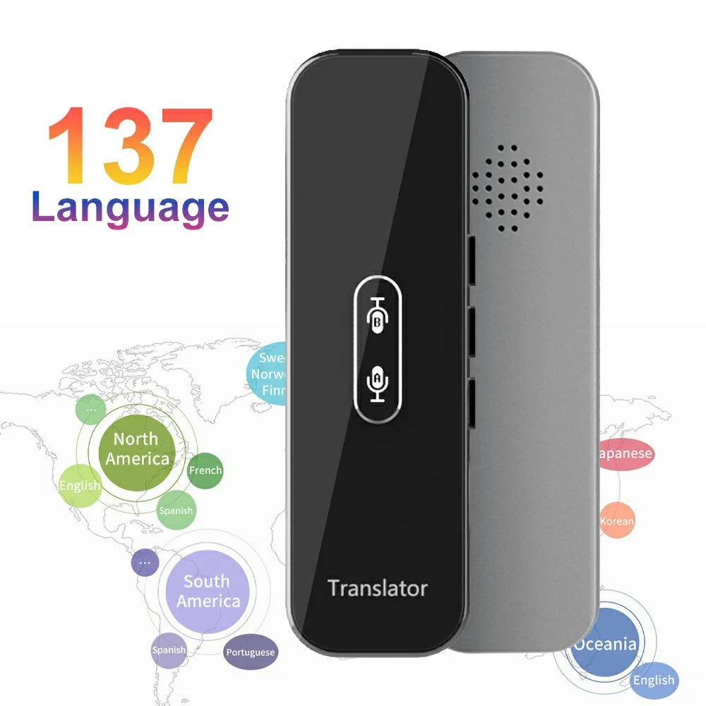 G6X Built-In 600mAh Battery Bluetooth-compatible 137 Languages Speech Translator for 8-Pin, Android - Grey - 2