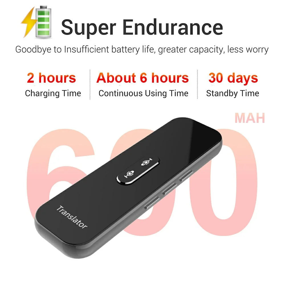 G6X Built-In 600mAh Battery Bluetooth-compatible 137 Languages Speech Translator for 8-Pin, Android - Grey - 7