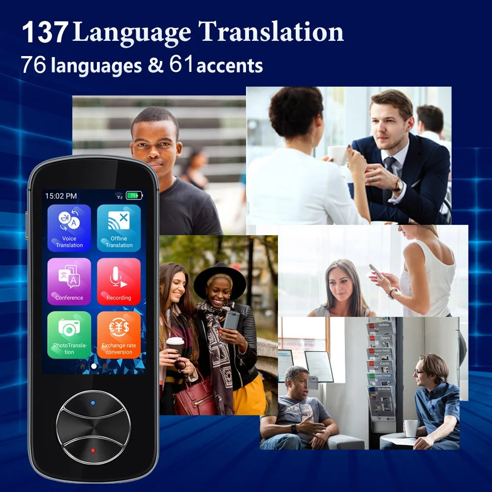 V10 3.0-inch Touch Screen 137 Languages Translator Offline Photo Translation WiFi AI Smart Voice Translator - Grey - 2