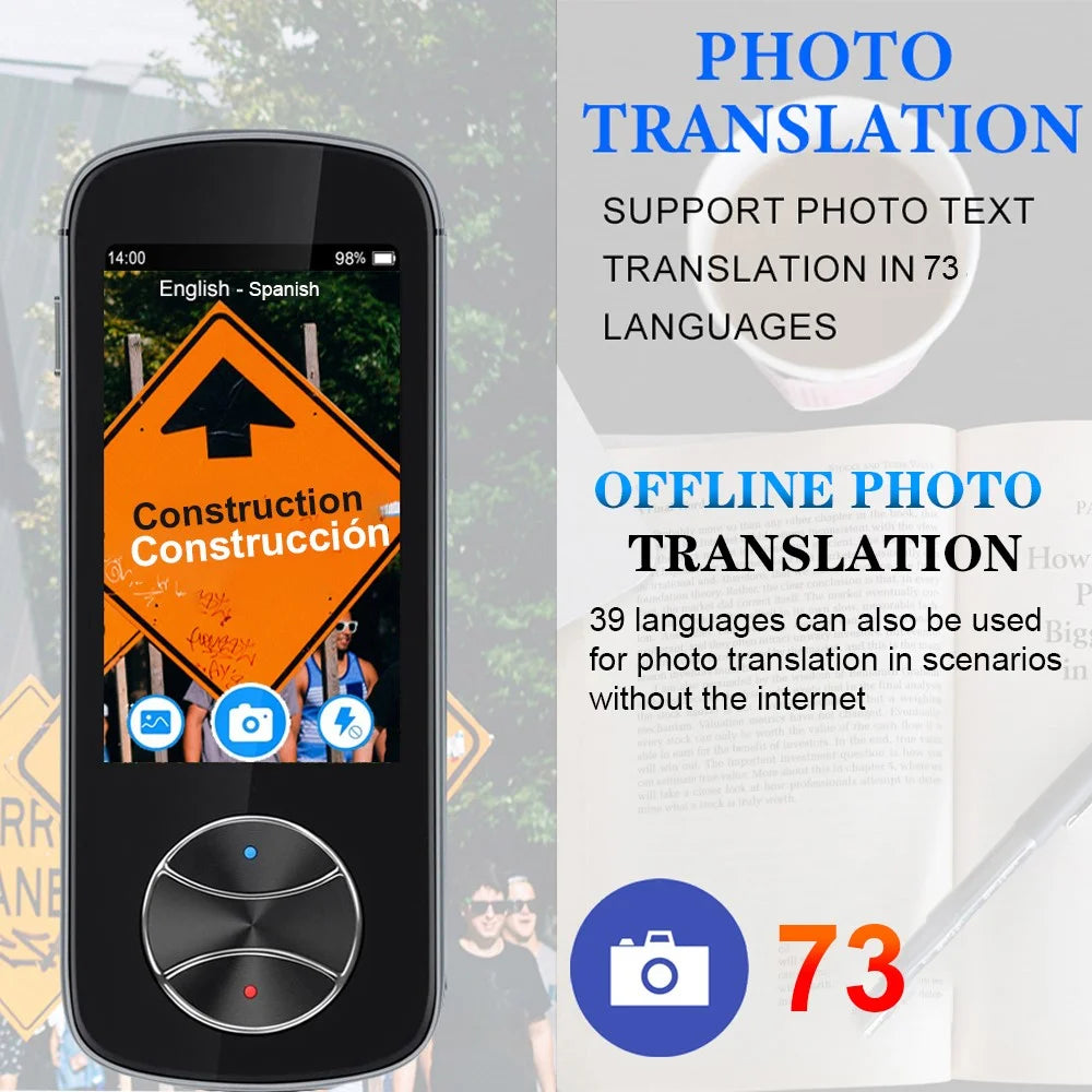 V10 3.0-inch Touch Screen 137 Languages Translator Offline Photo Translation WiFi AI Smart Voice Translator - Grey - 5