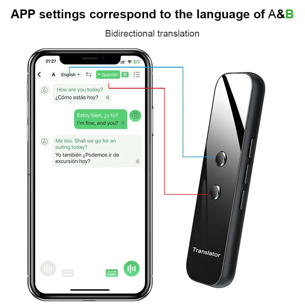 G6 137 Languages Voice Translator Rechargeable Bluetooth-compatible Smart Translation Stick - Grey - 5