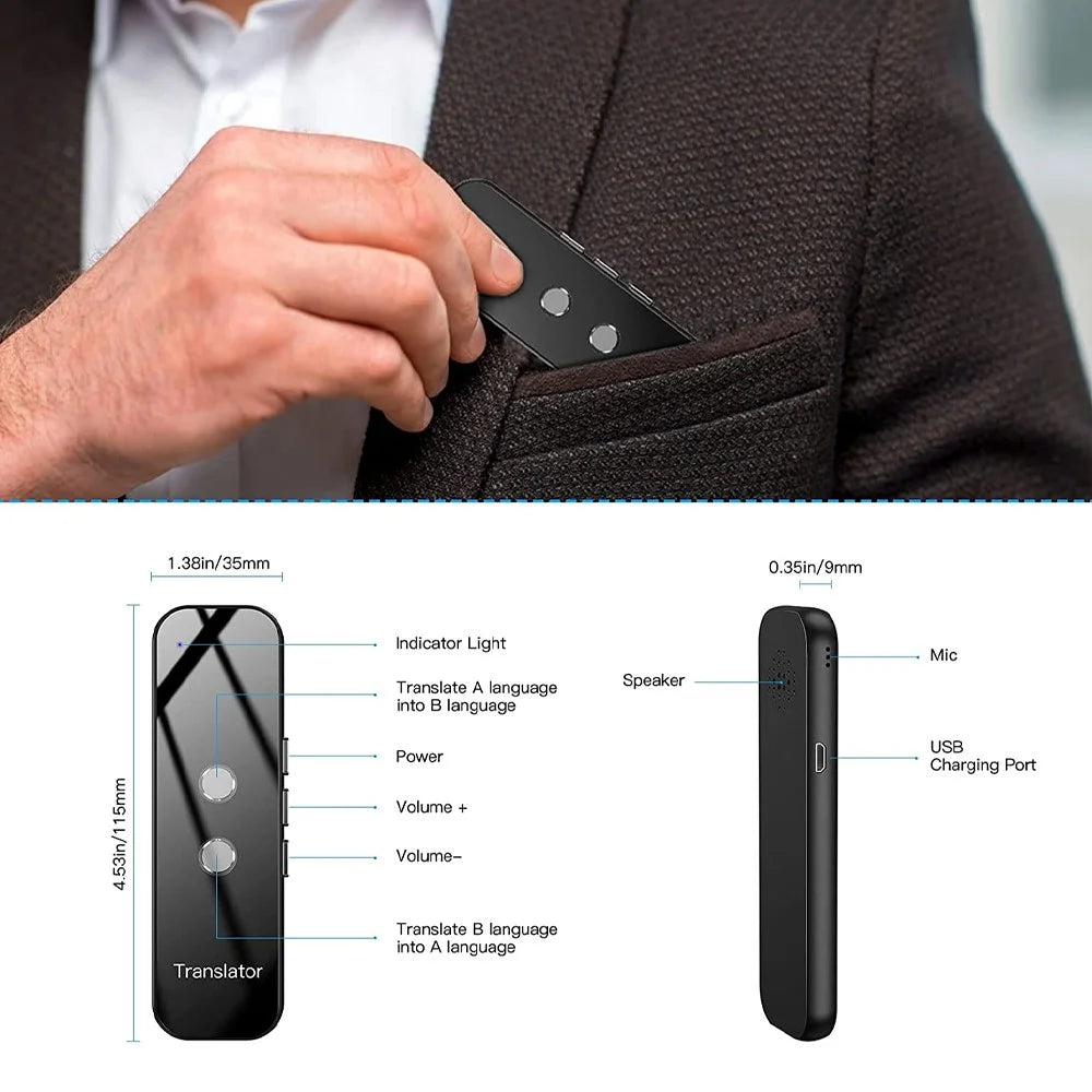 G6 137 Languages Voice Translator Rechargeable Bluetooth-compatible Smart Translation Stick - Grey - 6