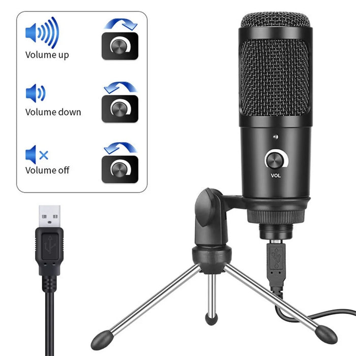 Professional USB Condenser Microphone Recording Studio Computer Laptop Microphone with Tripod - 2