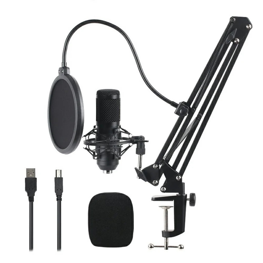BM800 USB Streaming PC Microphone Kit 192KHz/24Bit Condenser Mic for Podcasting Gaming Home Recording - Black - 1